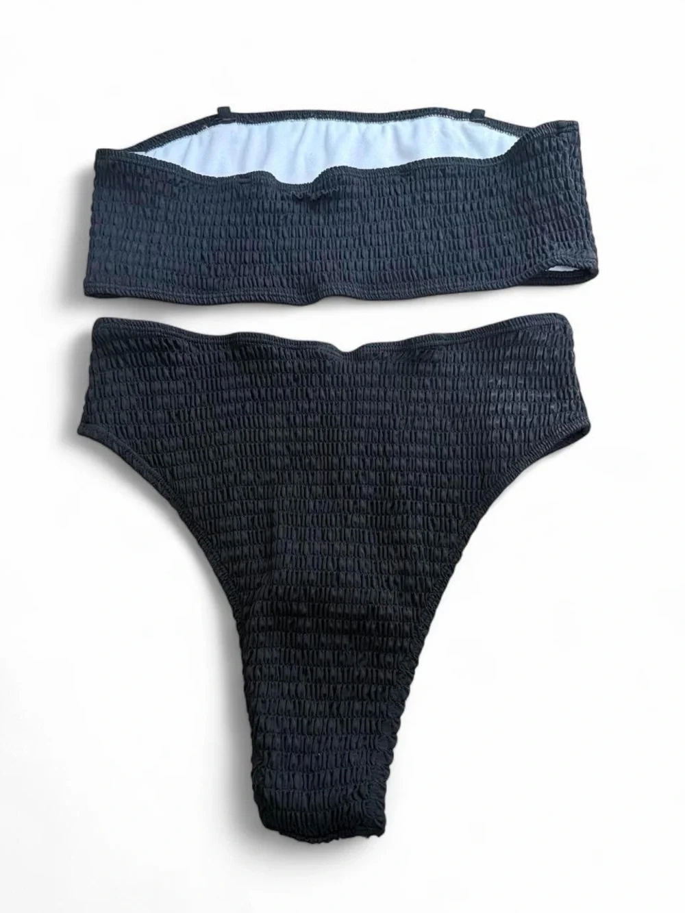 SHEIN Smocked Bandeau Bikini Set - Dark Blue
